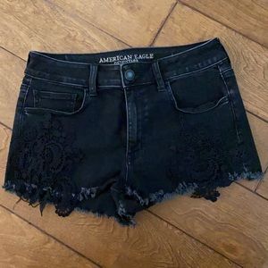 American Eagle Black Hi Rise Shortie Shorts
